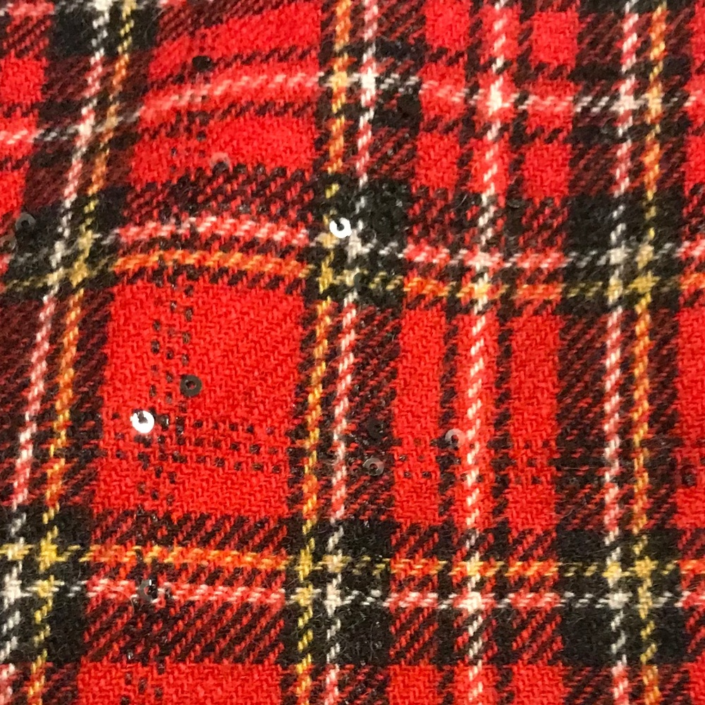 Talbots red & black plaid wool blend fully lined midi skirt with sequins (10) - Picture 11 of 12